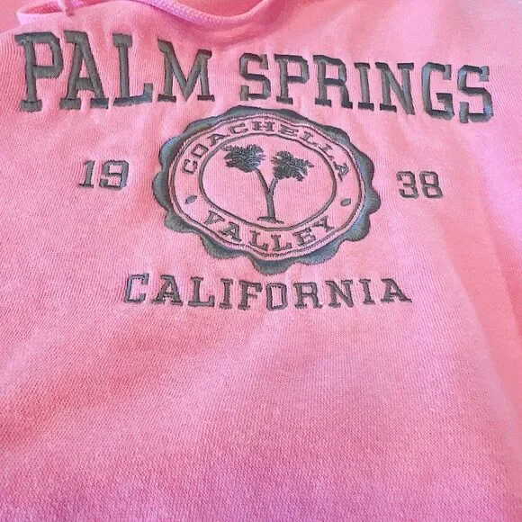 Pacific & Co Coachella Palm Springs Embroidered Pink Hoodie Unisex Size XLarge - Picture 4 of 5